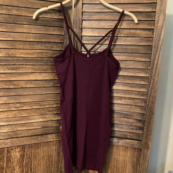 C'est Moi Bamboo Cross Front Cami Slip Dress Bordeaux - Picture 3 of 4